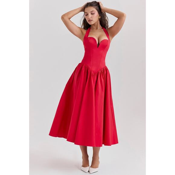 House of CB Dresses & Skirts - House of CB Coquette scarlet halter midi dress